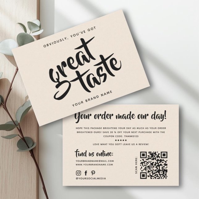 Modern you've got great taste qr code thank you business card (Creator Uploaded)