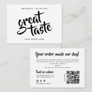 Modern you've got great taste qr code thank you business card