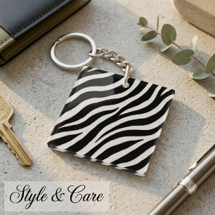 Modern Zebra Pattern Keychain Stylish Accessory