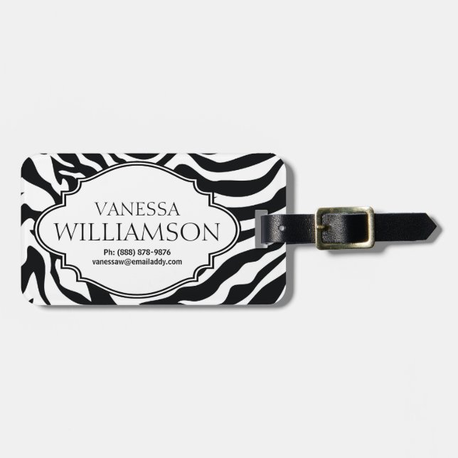 Modern  Zebra  Pattern Personalised Luggage Tag (Front Horizontal)