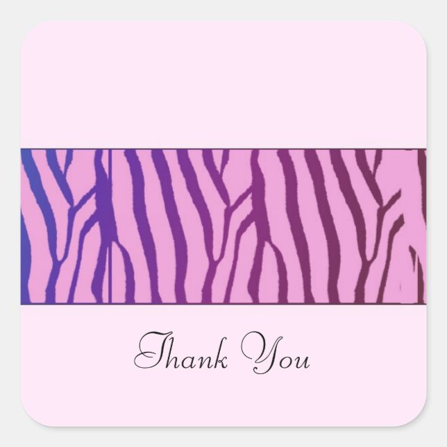 Modern Zebra Pattern Thank You Square Sticker (Front)