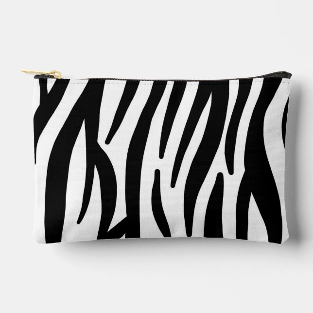 Modern Zebra Print Cosmetic Bag - Stylish Abstract (Front)
