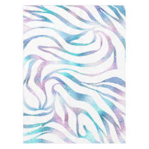 Modern Zebra Print Glam Blue Purple Glitter  Tablecloth