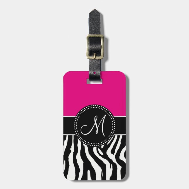 Modern Zebra Print Luggage Tag (Front Vertical)