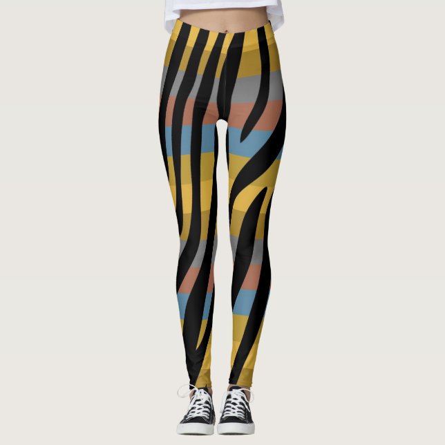 Modern Zebra Print Pattern #9 Leggings (Front)