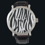 Modern Zebra Print Wrist Watch - Bold Abstract<br><div class="desc">Celebrate a special milestone with this stunning zebra print wristwatch, a perfect blend of modern art and functional elegance. Featuring a high-contrast abstract animal pattern on the dial, this timepiece is designed for those who appreciate bold, safari-chic aesthetics. Its timeless black and white design makes it a versatile accessory for...</div>