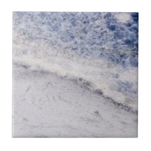 Modern Zen Blue Calcite Quartz Crystal Print Ceramic Tile