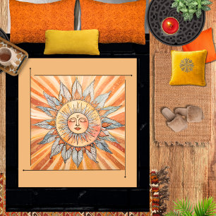 Modern Zen Boho Peaceful Orange Sun Arrows Brick Sherpa Blanket