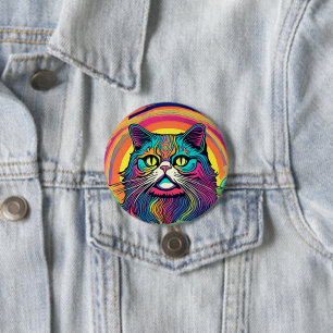 Modern Zen Cat  7.5 Cm Round Badge