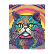 Modern Zen Cat Fleece Blanket