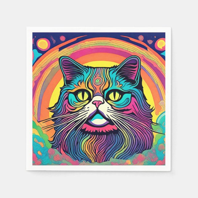 Modern Zen Cat  Napkin (Front)