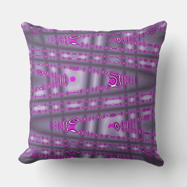 Modern Zig Zag Purple Hot Pink Throw Pillow (Front)