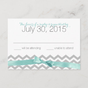 Modern Zigzag Aqua and Bow Response Card