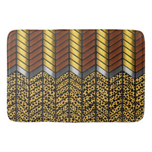 Modern Zigzag Chevron Cheetah Animal Print Bath Mat