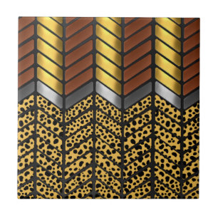 Modern Zigzag Chevron Cheetah Animal Print Ceramic Tile