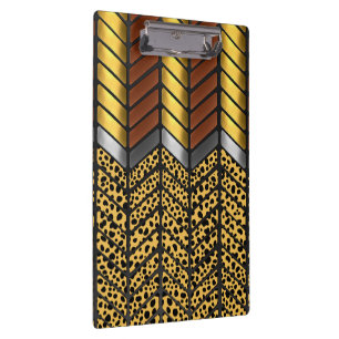 Modern Zigzag Chevron Cheetah Animal Print Clipboard