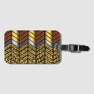 Modern Zigzag Chevron Cheetah Animal Print Luggage Tag