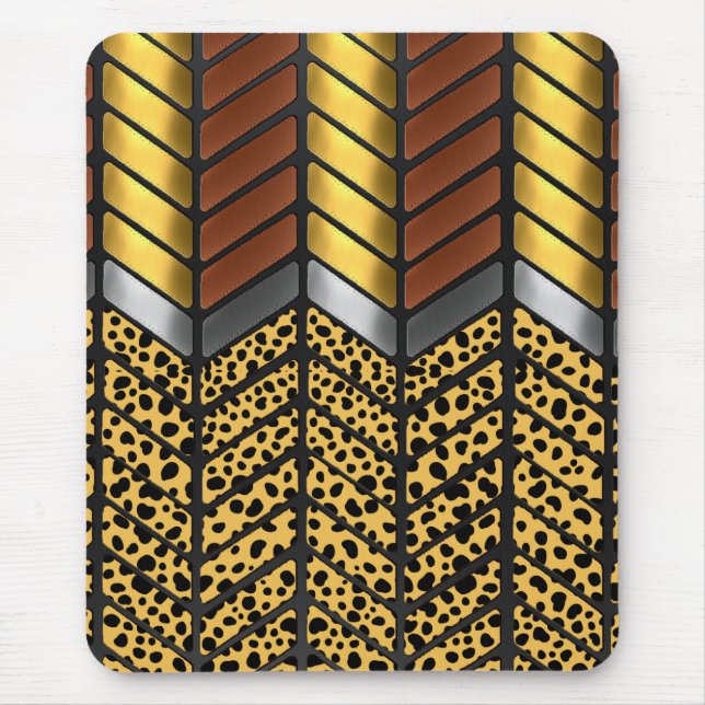 Modern Zigzag Chevron Cheetah Animal Print Mouse Pad (Front)