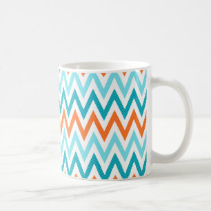 Modern ZigZag Chevron Orange Aqua Blue Pattern Coffee Mug