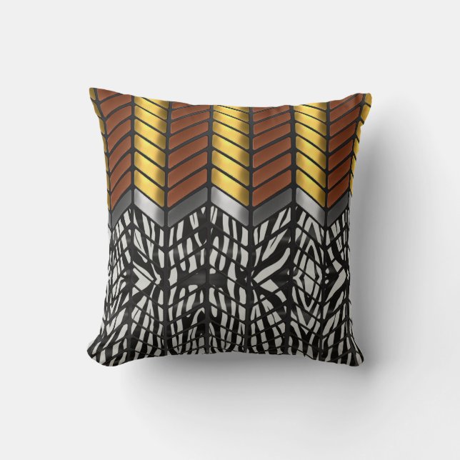 Modern Zigzag Chevron Zebra Animal Print Cushion (Front)