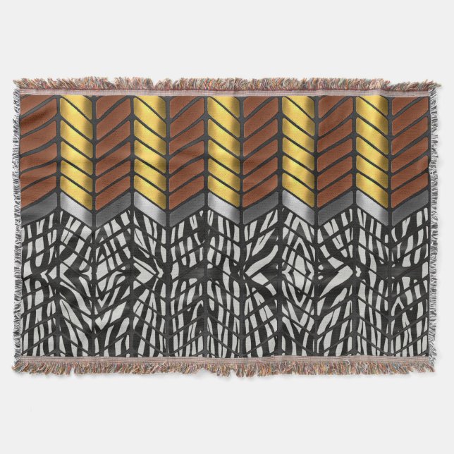 Modern Zigzag Chevron Zebra Animal Print Throw Blanket (Front)
