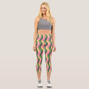 Modern Zigzag Colourful Capri Leggings