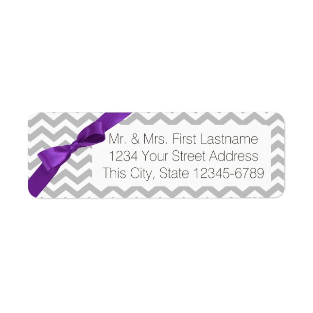 Modern ZigZag Grey and Lavender Return Address Label (Front)