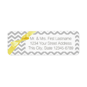 Modern ZigZag Grey and Yellow Return Address Label
