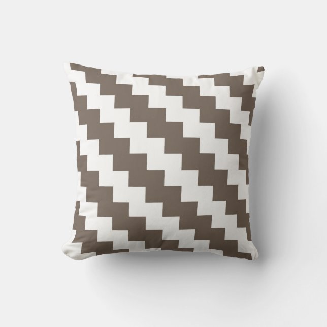 Modern Zigzag in Taupe and White Cushion (Front)