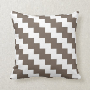 Modern Zigzag in Taupe and White Cushion