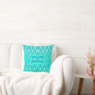 Modern zigzag pattern - waves in turquoise cushion
