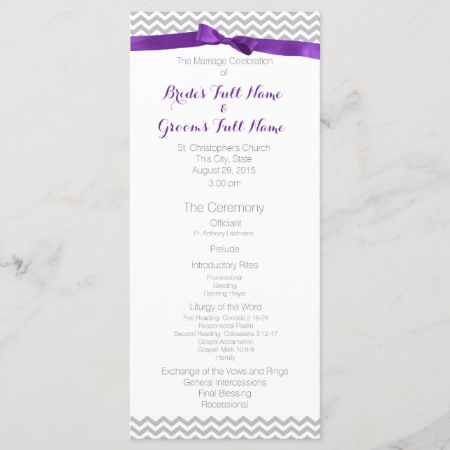 Modern Zigzag Pattern Wedding Program (Front)