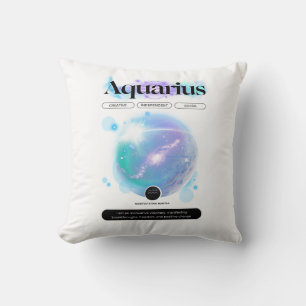 Modern Zodiac Sign Aquarius Quote Air Element Cushion