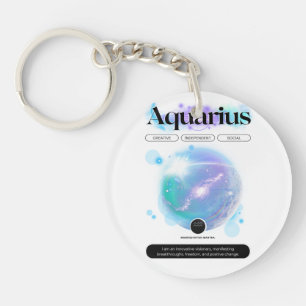 Modern Zodiac Sign Aquarius Quote Air Element Key Ring