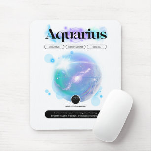 Modern Zodiac Sign Aquarius Quote Air Element Mouse Pad