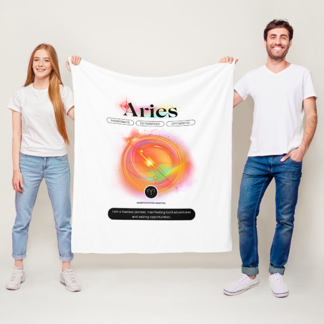 Modern Zodiac Sign ARIES Quote | Element Fire Fleece Blanket (In Situ)
