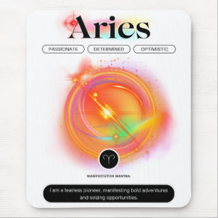 Modern Zodiac Sign ARIES Quote Element Fire Mouse Pad