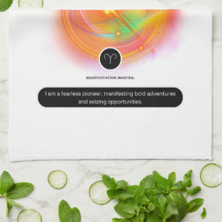 Modern Zodiac Sign ARIES Quote | Element Fire Tea Towel