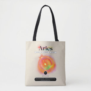 Modern Zodiac Sign ARIES Quote   Element Fire Tote Bag