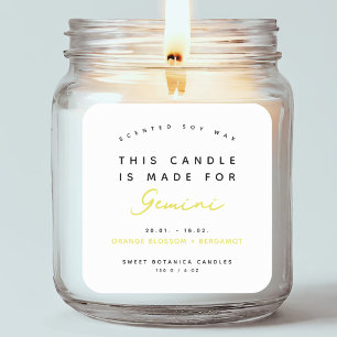 Modern zodiac sign Gemini candle label