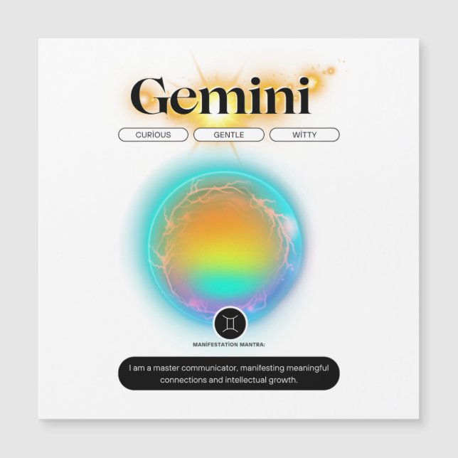 Modern Zodiac Sign Gemini Quote Air Element (Front)