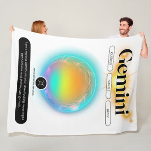 Modern Zodiac Sign Gemini Quote Air Element Fleece Blanket