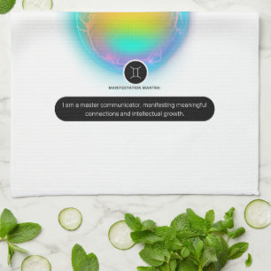 Modern Zodiac Sign Gemini Quote Air Element Tea Towel