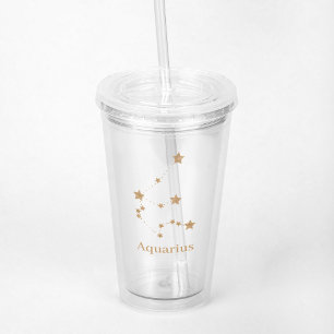 Modern Zodiac Sign Gold Aquarius Element Air Acrylic Tumbler