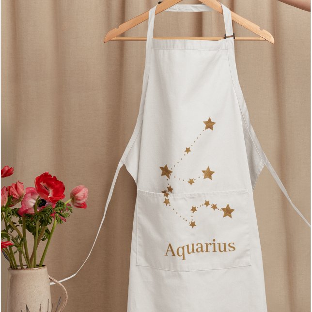 Modern Zodiac Sign Gold Aquarius | Element Air Apron (Creator Uploaded)