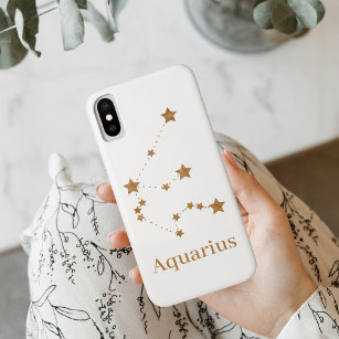 Modern Zodiac Sign Gold Aquarius   Element Air iPhone 15 Mini Case