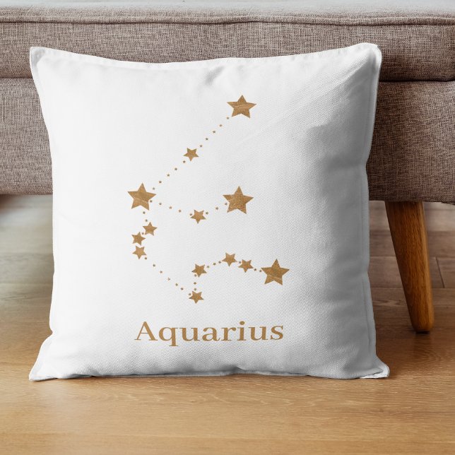 Modern Zodiac Sign Gold Aquarius | Element Air Cushion (Creator Uploaded)