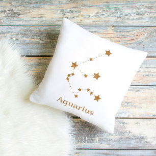 Modern Zodiac Sign Gold Aquarius   Element Air Cushion