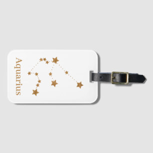 Modern Zodiac Sign Gold Aquarius   Element Air Luggage Tag