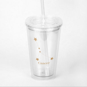 Modern Zodiac Sign Gold Cancer Element Water Acrylic Tumbler